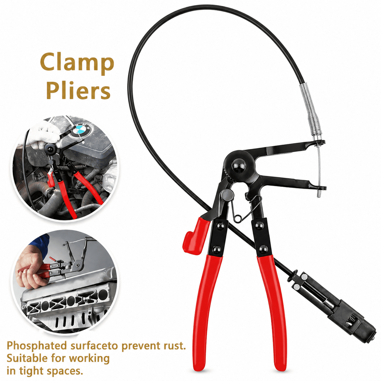 9PCS Hose Clamp Pliers Set, Long Reach Tool Remover for Automotive Radiator Water Hoses, with Case