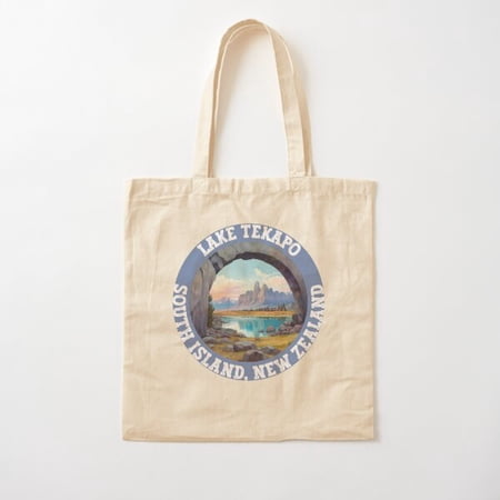 Tote Bag Lake Tekapo New Zealand Retro Travel Souvenir Canvas Tote Bags, Reusable Shopping Bag