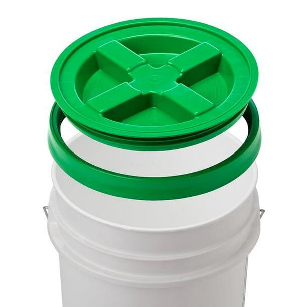 7 Gallon Letica White Bucket with Gamma Seal Lid (green)