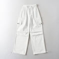 thumbnail image 2 of safuny Women's Cargo Sweatpants Jogger Cuff Pants Summer Clearance Fashion Mid Waist Trousers Leisure Comfy Solid Breathable Clothing Relaxed White S, 2 of 9