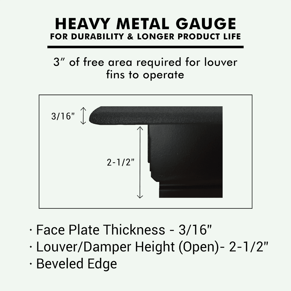 Achtek Air Supply Vent 4"x 12" Duct Opening (Overall 5-1/2"x 13-3/4") Solid Cast Aluminum Register Cover | Powder Coated