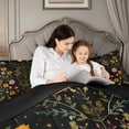 thumbnail image 5 of meiyoeat Boho Floral 7-Piece Twin Bedding For Girls,Whimsical Wildflower Bedding Comforter Set,Multicolor Black,Black Reversible, 5 of 7