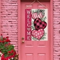 thumbnail image 5 of Welcome Valentine''s Day Pink Love Heart Decorative House Flag, Eucalyptus Leaf Plaid Farmhouse Garden Yard Outside Decorations, Anniversary Wedding Outdoor Large Home Decor Double Sided 28x40, 5 of 6