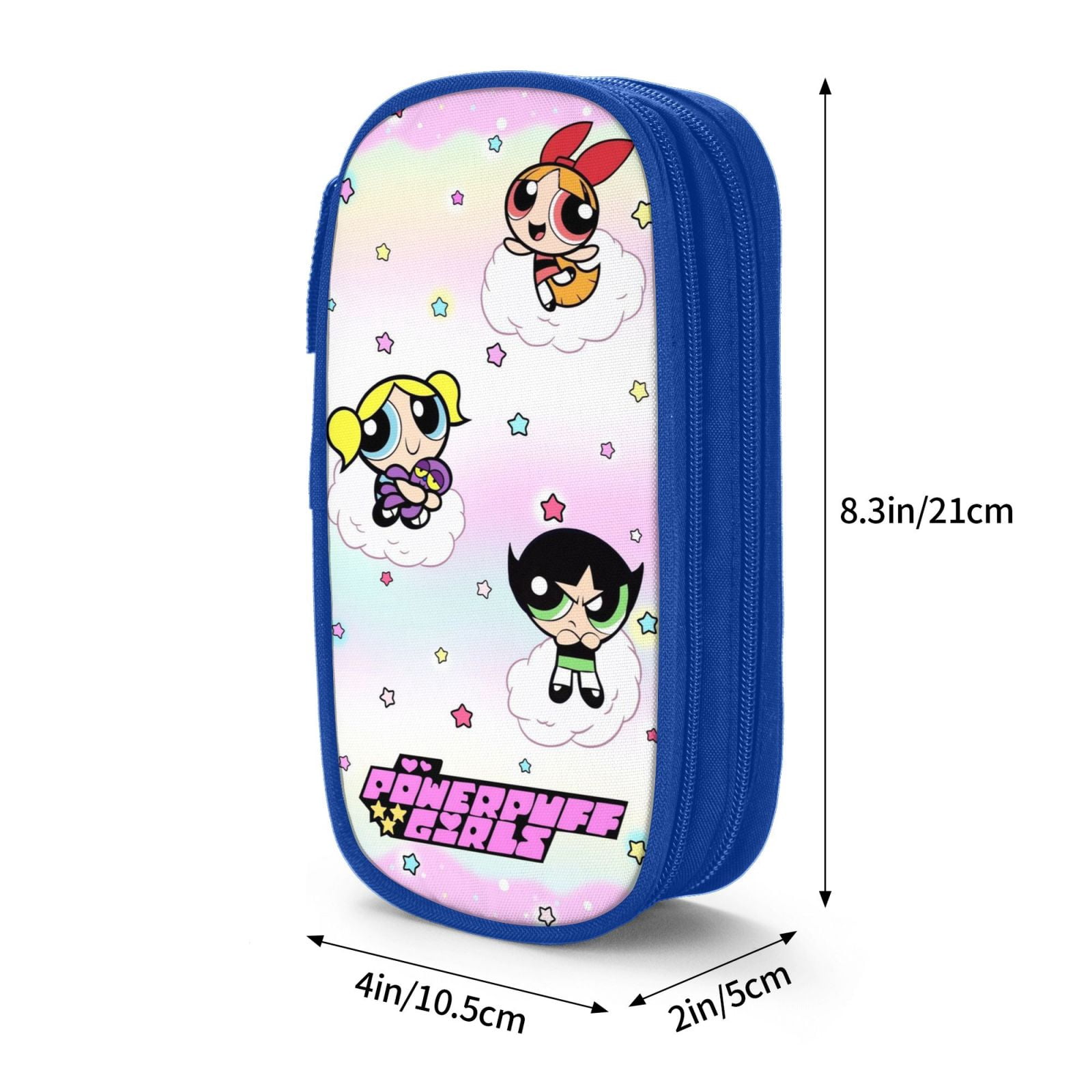The Powerpuff Gi-rls Pencil Case Large Capacity Pencil Pouch Penbag Office Stationery Organizer Travel Makeup Bag Blue
