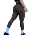 thumbnail image 3 of Efsteb Womens Leggings High Waist Fitness Stretch Pants for Women Solid Color Tight Yoga Pants Running Gym Sports Leggings Pants Brown M, 3 of 4