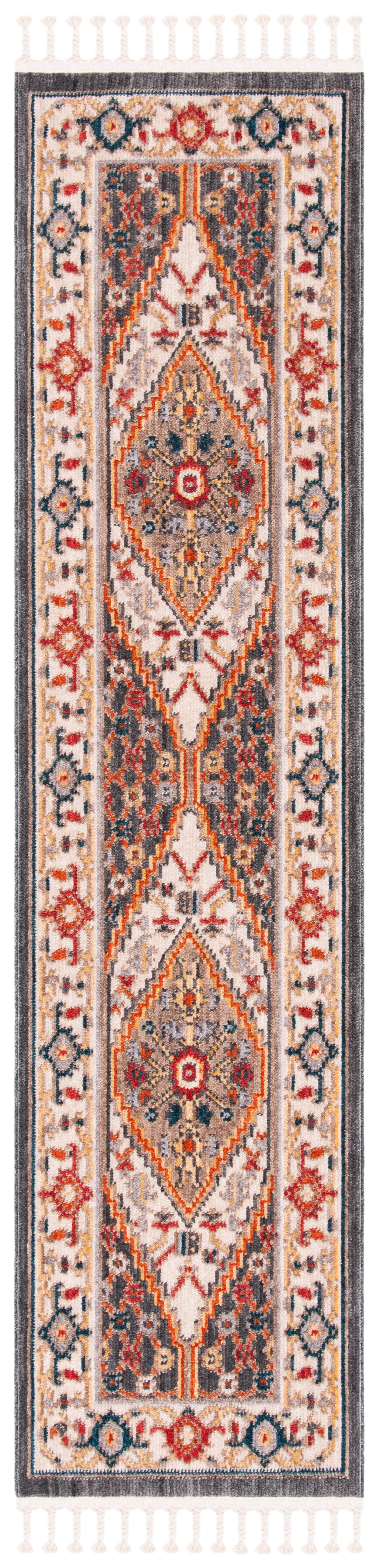 Safavieh Farmhouse Kiersten Oriental Runner Rug, Charcoal/Ivory, 2'1" x 8'