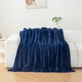 thumbnail image 5 of Fleece Throw Blanket for Couch, 3D Ribbed Blanket Cozy,fluffy,plush Lightweight Throw Blankets for Family Sofa Chair Bed Living Room Bedroom(Navy,59x79 Inch), 5 of 7