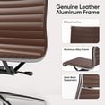 thumbnail image 5 of Cottinch Ribbed Office Chair High Back Armless Genuine Leather Ergonomic Desk Chair, Adjustable Height Executive Conference Task Chair Swivel Chair for Home Office, Brown, 5 of 12