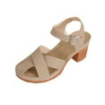thumbnail image 2 of Woman Sandals Women's Fashion Casual Versatile Buckle Spring And Summer Style Fashionable Thick Heel Sandals Yellow, 2 of 8
