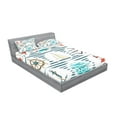 thumbnail image 2 of Ambesonne Nautical Fitted Sheet & Pillow Sham Set, Marine Collage, Queen, White Red Blue, 2 of 2