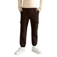 thumbnail image 4 of yardsong Boys Cargo Pants with Pockets Hiking Camping Straight Leg Uniform Athletic Jogger Pants Kids Elastic Waist School Trousers 6 Years, 4 of 9