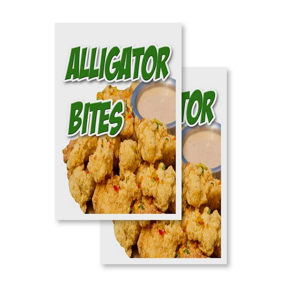 Alligator Bites (2-PACK) 24" x 36" Vinyl Decals | Sign Insert Peel & Stick Decals Stickers Window Signs