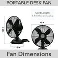 thumbnail image 4 of HUNTER - 97314 - Classic D12 Portable Desk Fan 12 in 3 speeds, 4 of 8