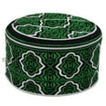thumbnail image 4 of Madinah Green Muslim Omani Kufi Hat 4-Inch Tall Minar Design Black White Accent Islamic African Fashion Prayer Cap, 4 of 5