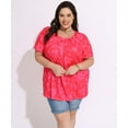 thumbnail image 3 of CASSIE LIZ Plus Size Women's Tops Hot Pink Floral 2X Short Sleeve Blouses Fashion Swing Crew Neck Pullover Casual Shirts Loose Fit Tunics Spring Summer Tee 2XL 18W 20W, 3 of 5