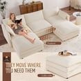 thumbnail image 3 of Muumblus 4 Pieces Living Room Furniture Sets, Modular L-Shaped Sofa and Chaise Lounge Chair with 2 Movable Ottoman, Beige Chenille, 3 of 9