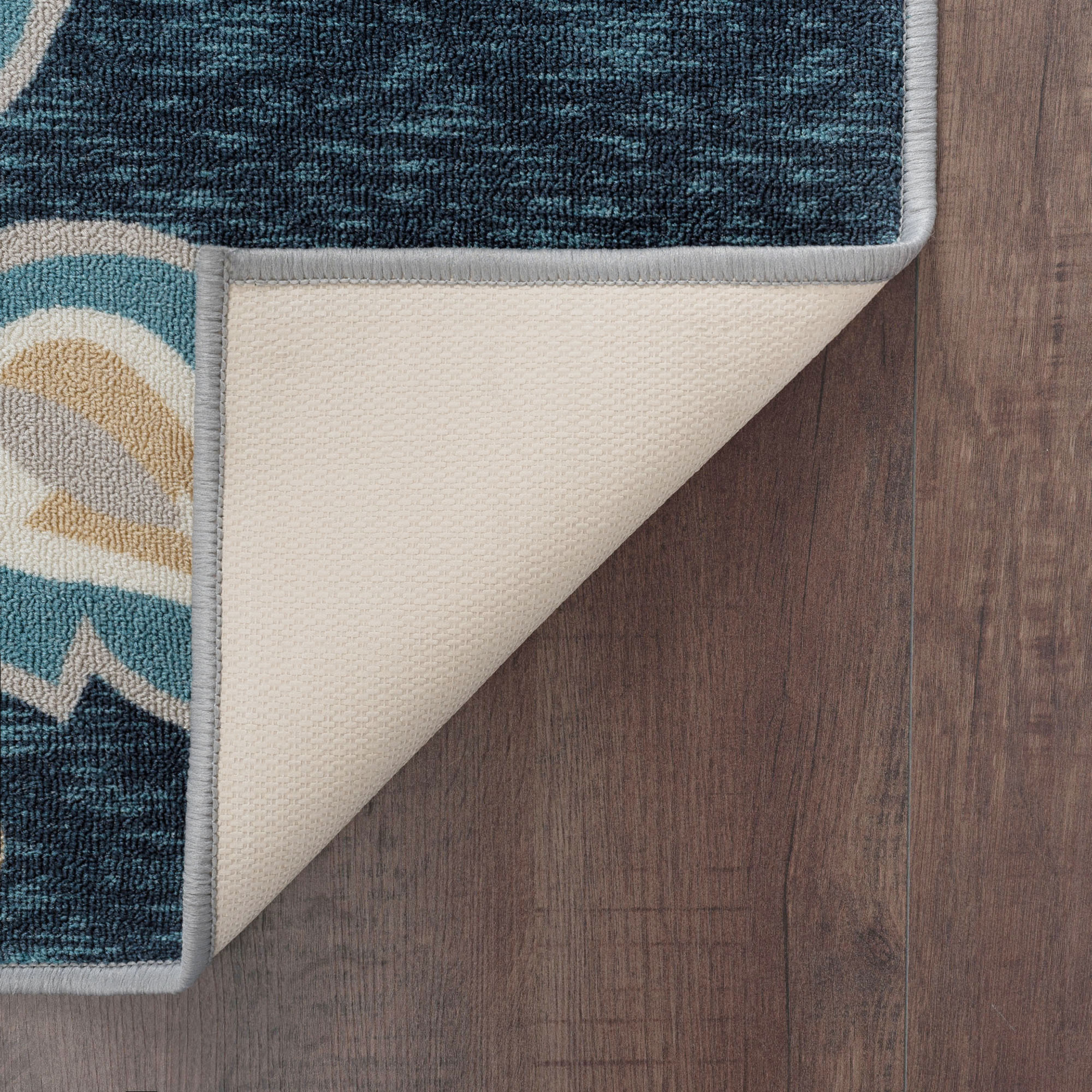 Transitional 7x10 Area Rug (6'7'' x 9'6'') Floral Navy, Aqua Living Room Easy to Clean