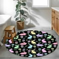 thumbnail image 5 of Easter Colorful Rabbits Round Rug 4Ft Spring Flower Cartoon Cute Black Circle Area Rugs Washable Non Slip Indoor Floor Mats Carpet for Living Room Bedroom Dining Room Home Decor, 5 of 9