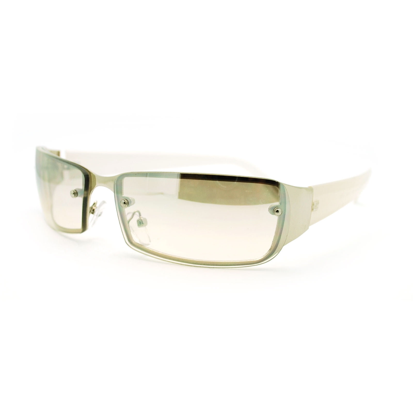 Sa106 Womens Narrow Lens Rimless Rectangular Fashion Sunglasses White Clear