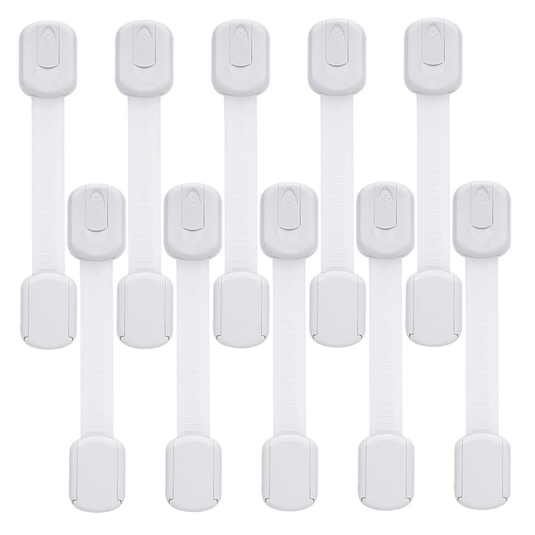 Child Safety Locks -VALUE PACK (10 Straps)- No Tools or Drilling  (White/White)