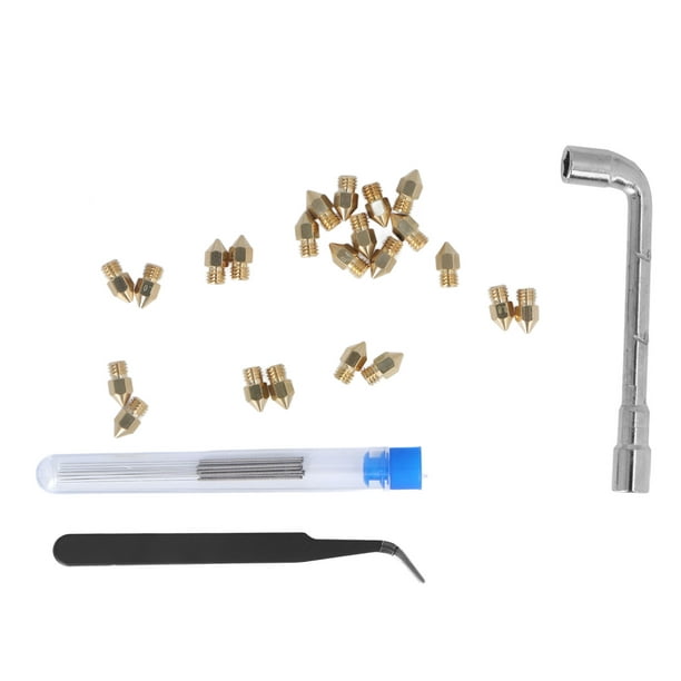 MK8 Brass Tip Nozzles, Small Resistance Nozzle Cleaning Kit Stainless Steel  35 Pcs Set For Replacement 