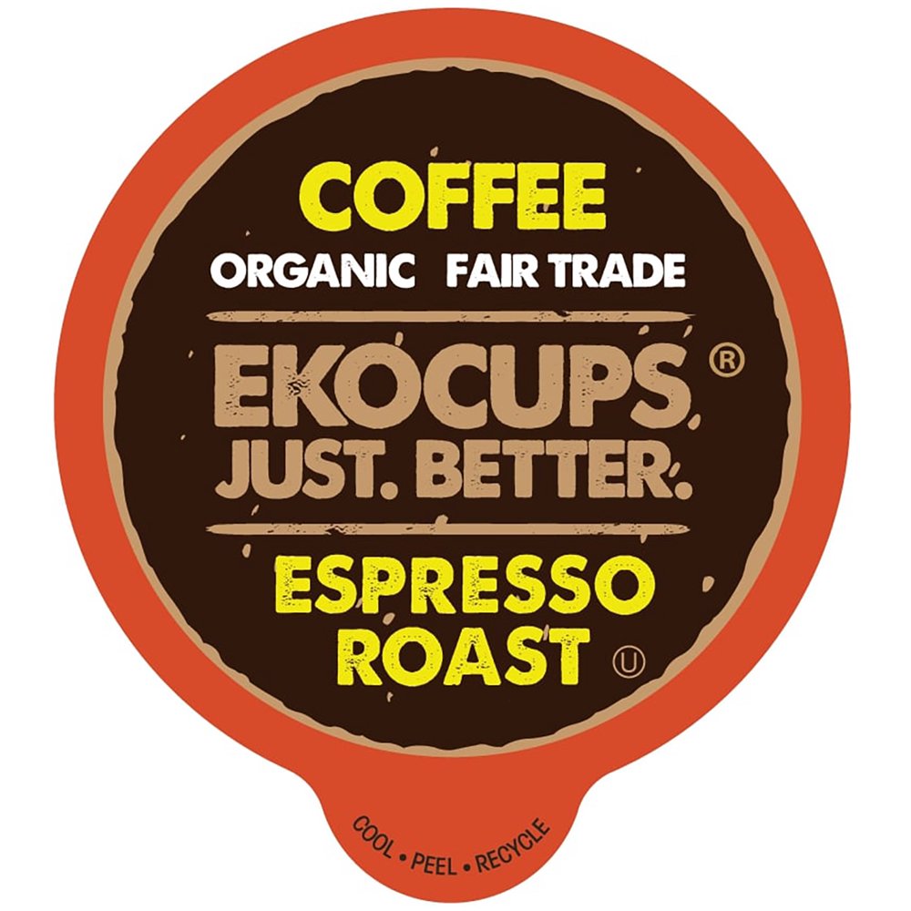 EKOCUPS Organic Espresso Dark Roast Coffee Pods. 40 Count For Keurig K