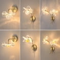 thumbnail image 1 of Lámpara de pared led creativa simple de lujo ligera, lámpara de pared para dormitorio, lámpara de pared para sala de estar, lámpara de pared de TV acrílica con flores, 1 of 5