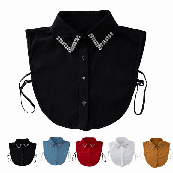 Helii Women Detachable False Collar V-Front Mock Neck Tie-Back Collar
