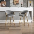 thumbnail image 5 of Tcbosik Bar Stools Set of 2, Velvet Upholstered Bar Chair, Counter Height Stool with Metal Frame for Home Pub, Dining Room, Kitchen Island, Easy Assembly, Gray, 5 of 8