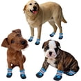thumbnail image 5 of Botas para perros, 4 pares de zapatos impermeables para perros con correas reflectantes antideslizantes, botas protectoras para cachorros, perros pequeños y medianos (M, azul), 5 of 5