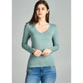 thumbnail image 5 of Emmalise Women's Casual Basic V-Neck Tshirt Long Sleeves Tee Top - Junior and Plus Sizes, 5 of 5