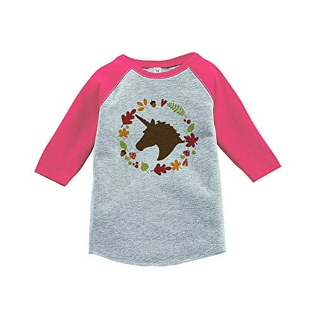 

7 ate 9 Apparel Girl s Fall Unicorn Pink Baseball Tee
