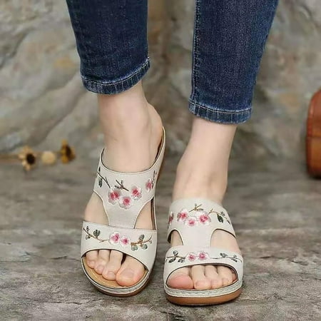 

VerPetridure Slippers for Women Slippers 2021 Summer New Women s Shoes Hollow Flower Embroidery Wedge Women s Slippers