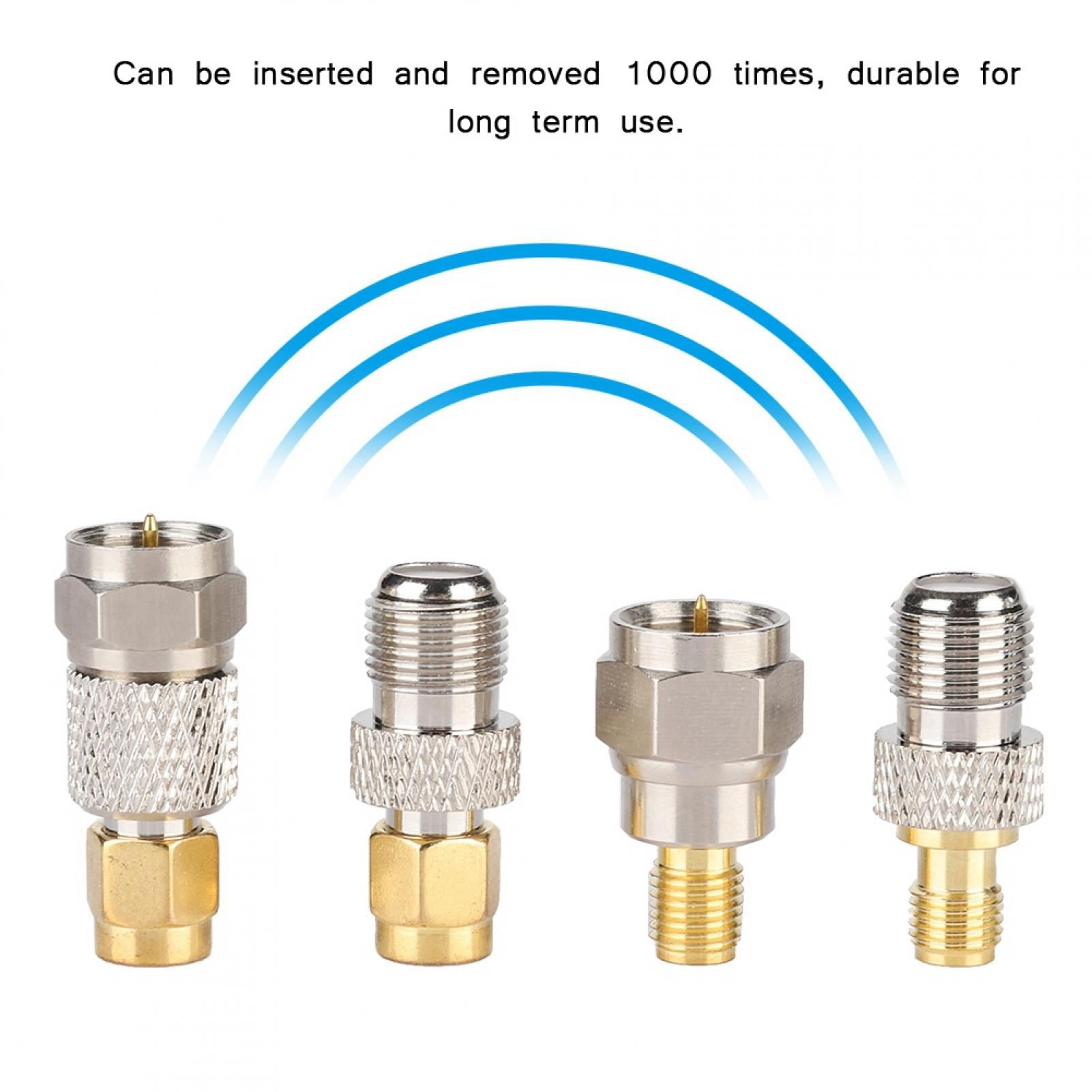 Mgaxyff 4Pcs Portable Brass Aerial Connector F to SMA Radio Adapter