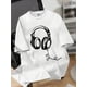 thumbnail image 1 of A Youth Casual Short-Sleeve T-Shirt with a Round Neck, Featuring a Headphone Design, Made from Slightly Stretchy Knitted Fabric, Suitable for Spring And Summer, Ideal for Outdoor Men'S Sportswear., 1 of 6