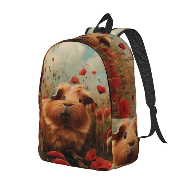 Easygdp Rose Cute Guinea Pig Mochila de Lona Resistente para Laptop, Compatible con Laptops de 15 a 17 pulgadas, Ideal para Escuela, Trabajo y Viajes-Small