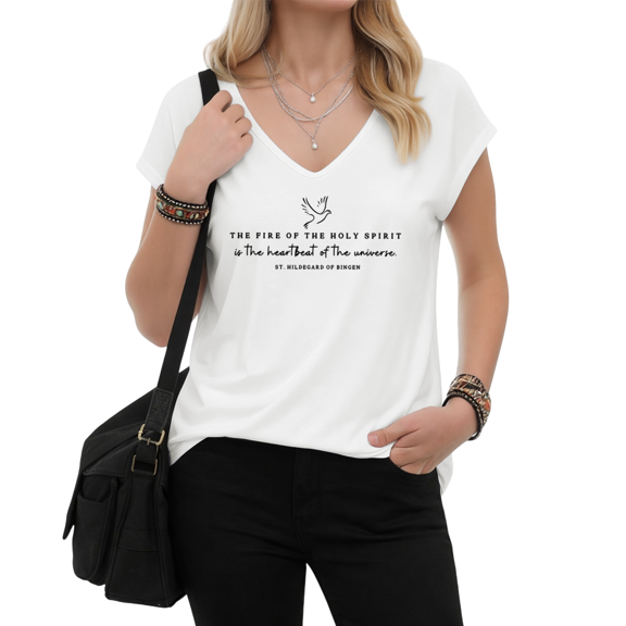 UNISHE Women Dove Graphic V-Neck Tee Spiritual Religious Short Sleeve
