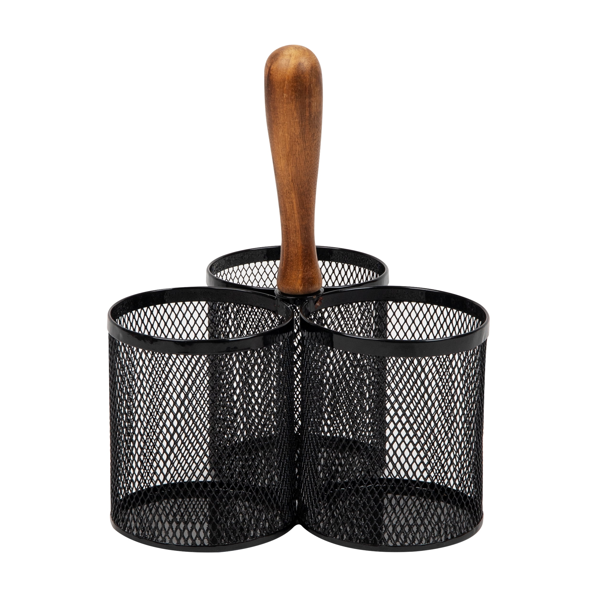 Mind Reader Utensil Holder, Silverware Organizer, Caddy, Metal, 7.5"L x 7.5"W x 9.75"Height, Black