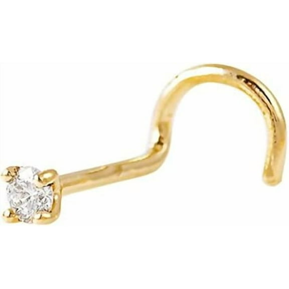 0.15Ct Round Cut Clear CZ Diamond Nose Pin | 14K Yellow Gold Plated 925 Silver Solitaire Stud Piercing Ring