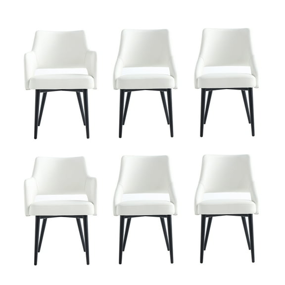 6-Piece Tremont White Leatherette Dining Chair with Metal Legs