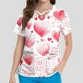 thumbnail image 4 of Womens Valentines Scrub Tops Casual Criss Cross V Neck Cute Valentine Love Printed Scrubs Hoilday Short Sleeve Scrub Shirts Nursing Uniform Medical Nurse Workwear with Pockets Pink M, 4 of 4