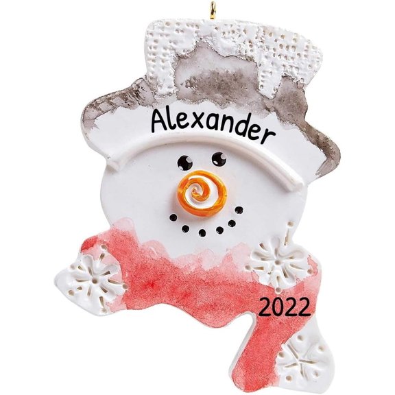 Ornaments by Elves Personalized Watercolor Snowman Friends Christmas Tree Ornaments 2024 .25lbs