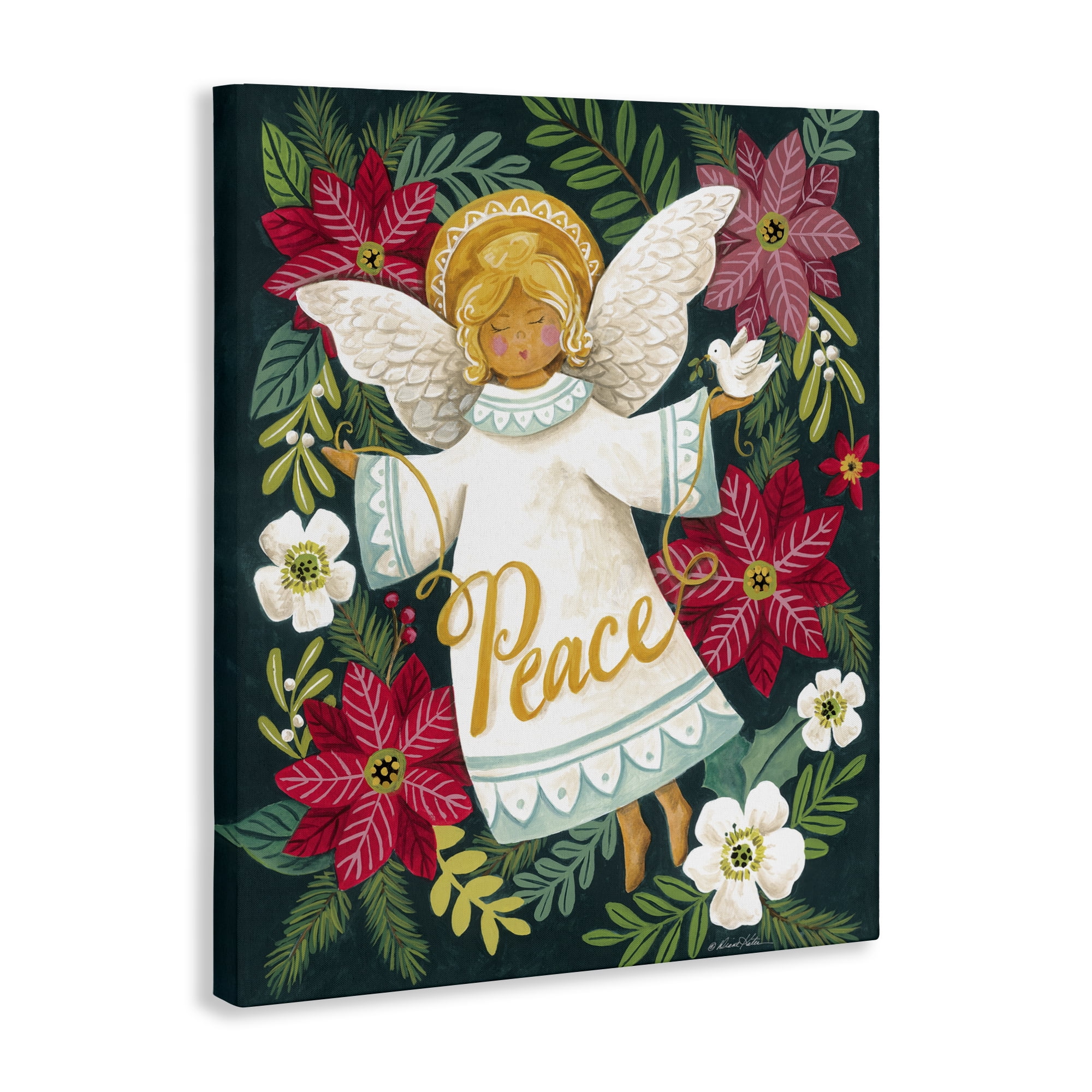 Angel with Peace & Botanicals Canvas Wall Art, design by Diane Kater