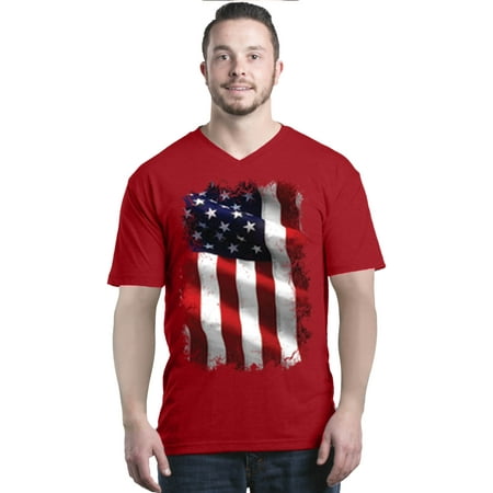 - Shop4Ever Men's Patriotic American Flag 4th of July USA V-Neck T-Shirt Shirts