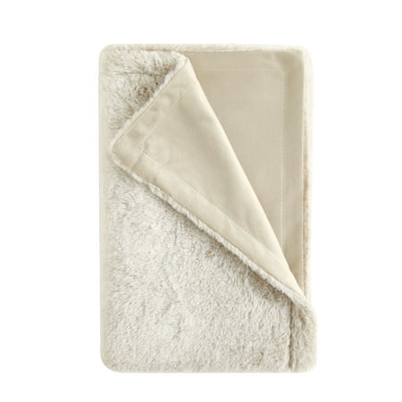 Parent's Choice 30" x 40" Reverse Backdye Faux Fur to Micromink Baby Blanket, Taupe