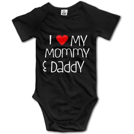 

I Love My Mum and Dad Infant Climbing Bodysuit Short Sleeve Romper Jumpsuit Cotton Baby Black