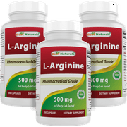 3 Pack Best Naturals L-Arginine 500 mg 250 Capsules