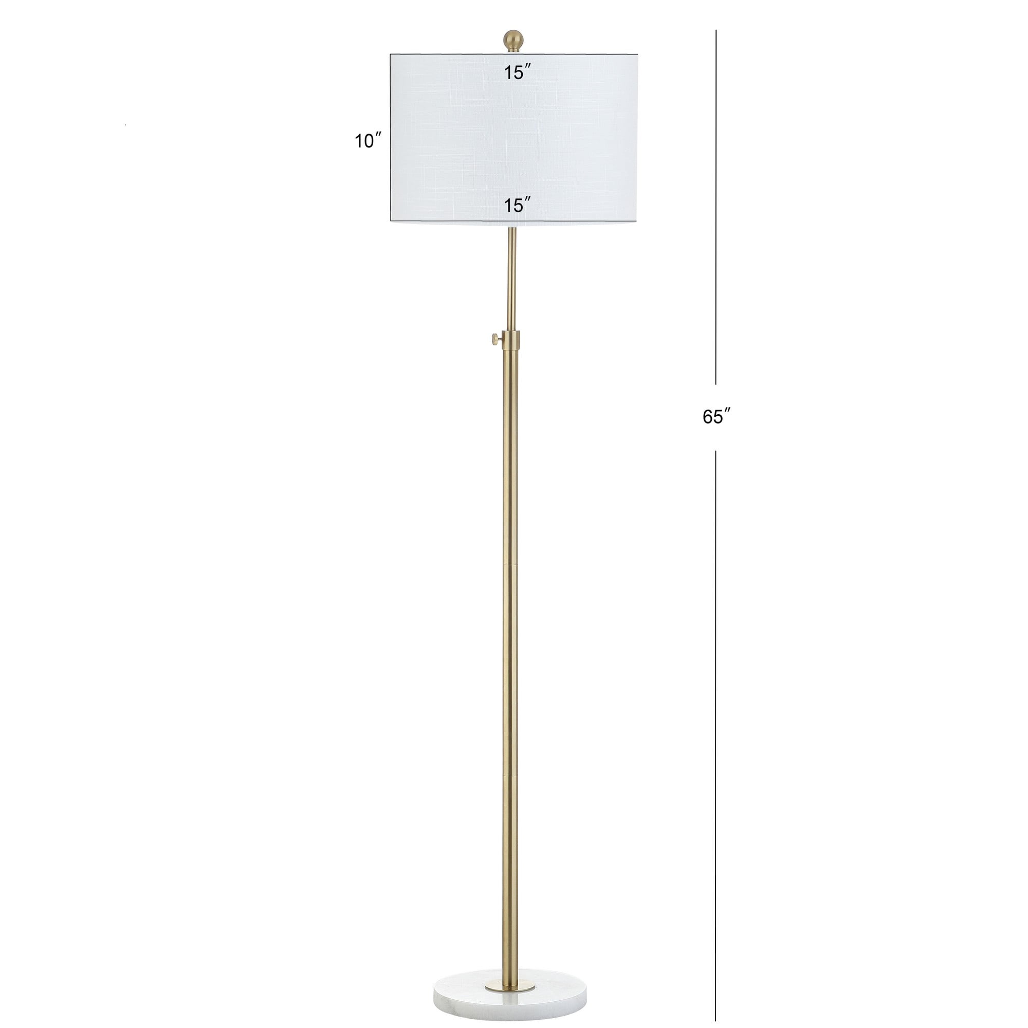 JONATHAN Y June 65" Adjustable Metal/Marble LED Floor Lamp, Brass