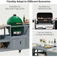thumbnail image 6 of GUCOGUKA 75.4" Outdoor Kitchen Island with Sink, Solid Wood Outdoor Grill Cart for Big Green Egg Grills, Rolling Outdoor Bar Cart with Stainless Steel Top for Pizza Prep & BBQ, Grey, 6 of 18