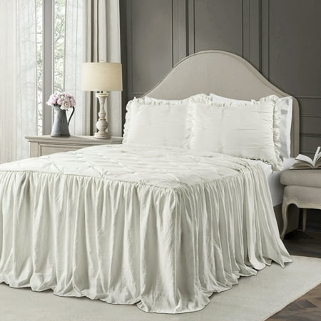 Lush Decor Ravello Pintuck Bedspread, Queen, White, 3-Pc Set
